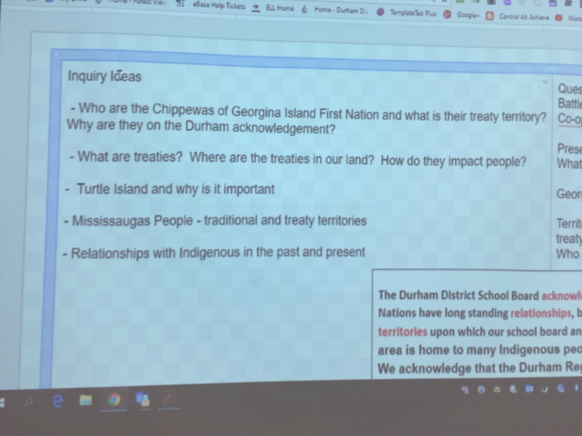 ForestVLibrary's tweet photo. @DDSB_Indigenous Decomposing our school acknowledgement with intermediate students. We hear it every month but what does it mean? Created questions, ideas and further inquiry is needed. #DDSBshift #ddsbcurriculumrev https://t.co/puRZGWBhRM