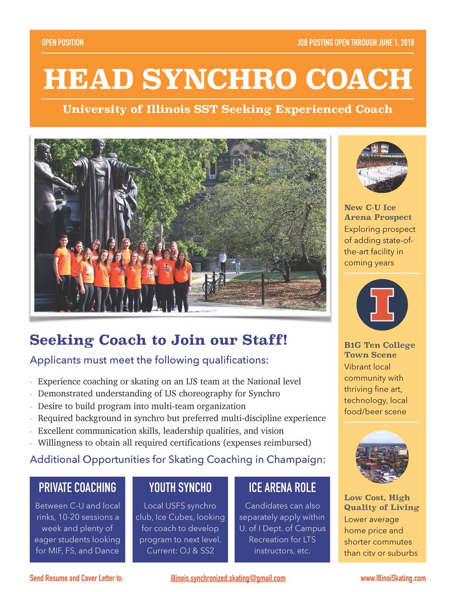 Hello all! IllinoiSkating is looking to add to our staff! Please feel free to apply or pass this along to anyone who may be interested! Deadline for applicants will be June 1st. Thanks, Peace. Love. IllinoiSkating <3