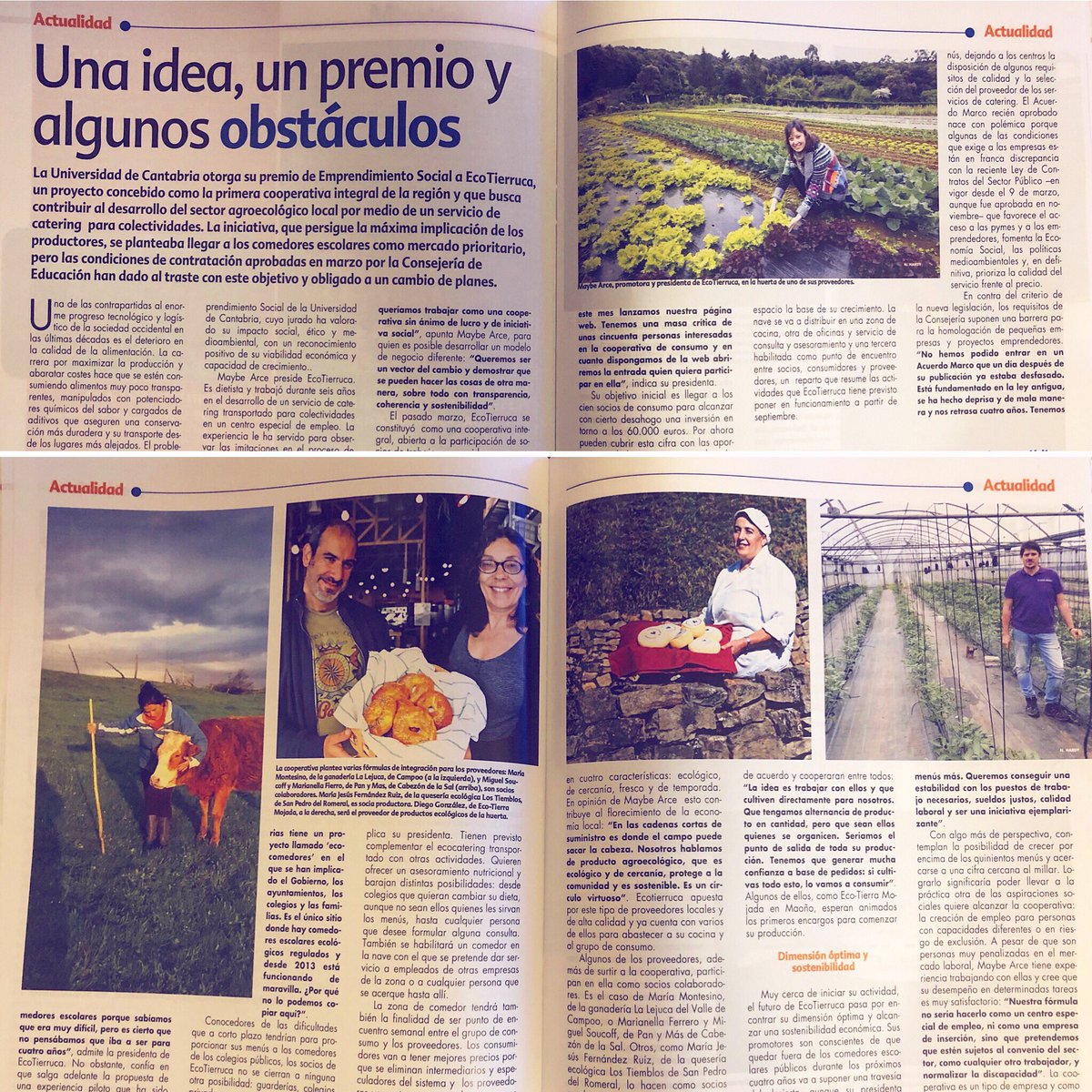 Este mes la revista Cantabria Negocios dedica un gran reportaje a nuestro premiado proyecto!! #ecotierruca #emprendimientosocial #emprendimientoconvalores #otraalimentacionesposible #comedoresecologicos #ecocatering