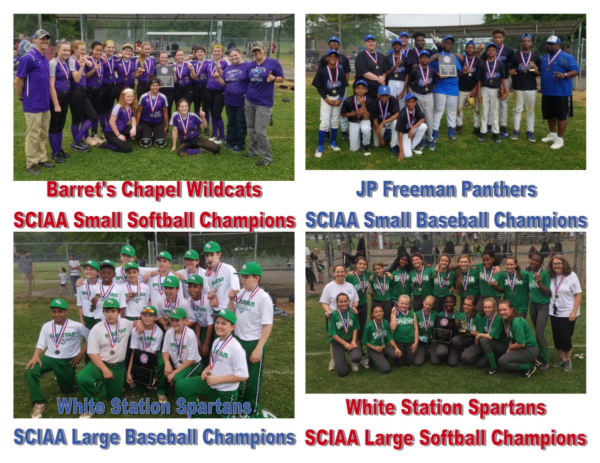 Congratulations to our 2018 Middle School Baseball &amp; Softball Champions!!  @chap_k8 <a href="/JPFPanthers/">John P. Freeman</a> @jpfathletics <a href="/WhiteStationMS/">WhiteStationMS</a> @SCSK12Unified