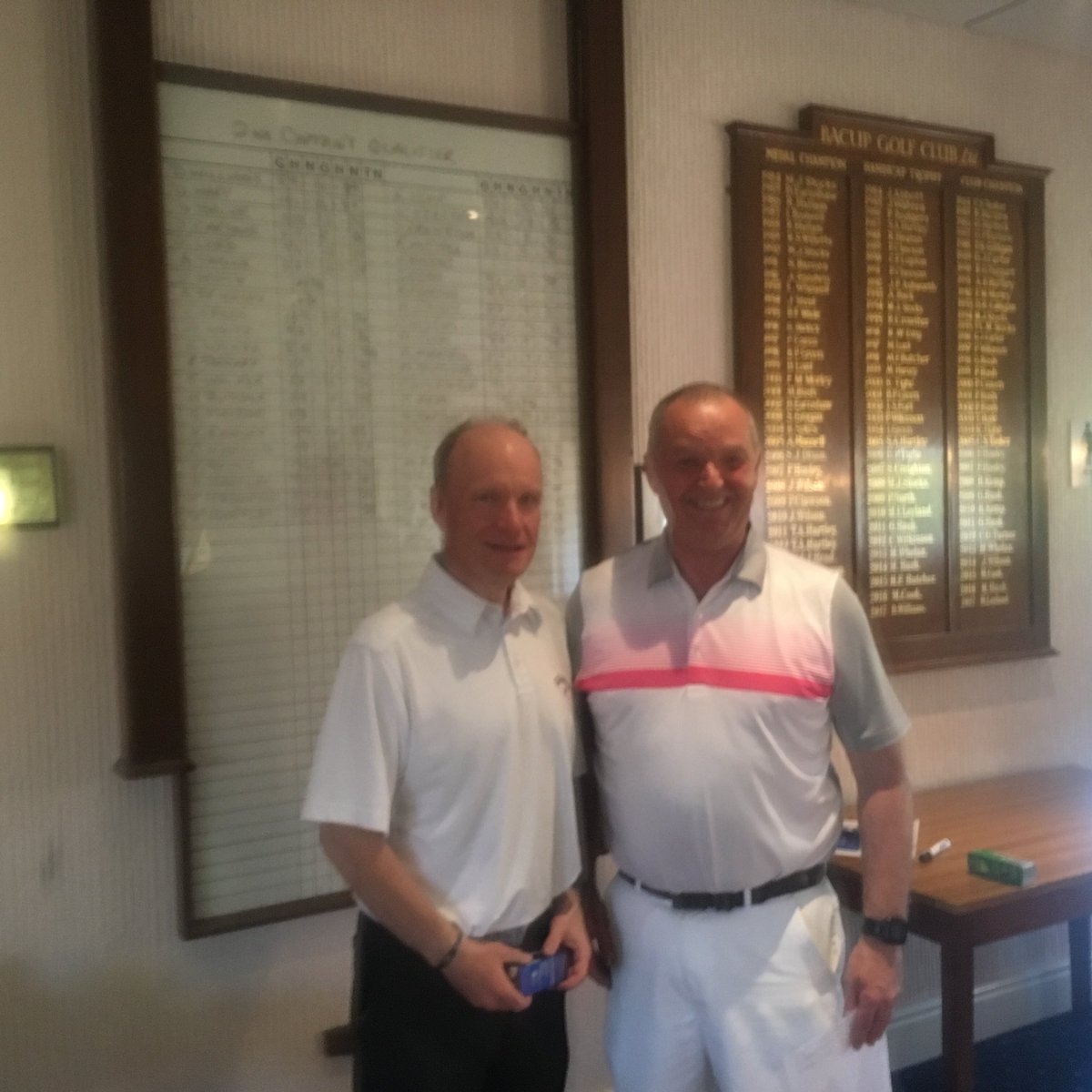 Saturday 5th May 
Competition was 2nd Leonard Pilling and Captains Qualifiers.
1st Division 
Winner Pat Rush
Runner up Scott Thompson
2nd Division 
Winner. Anthony Taylor.
Runner up Jon Wilson 
3rd Division
Winner Peter Hannan
Runner up Phil Egan.