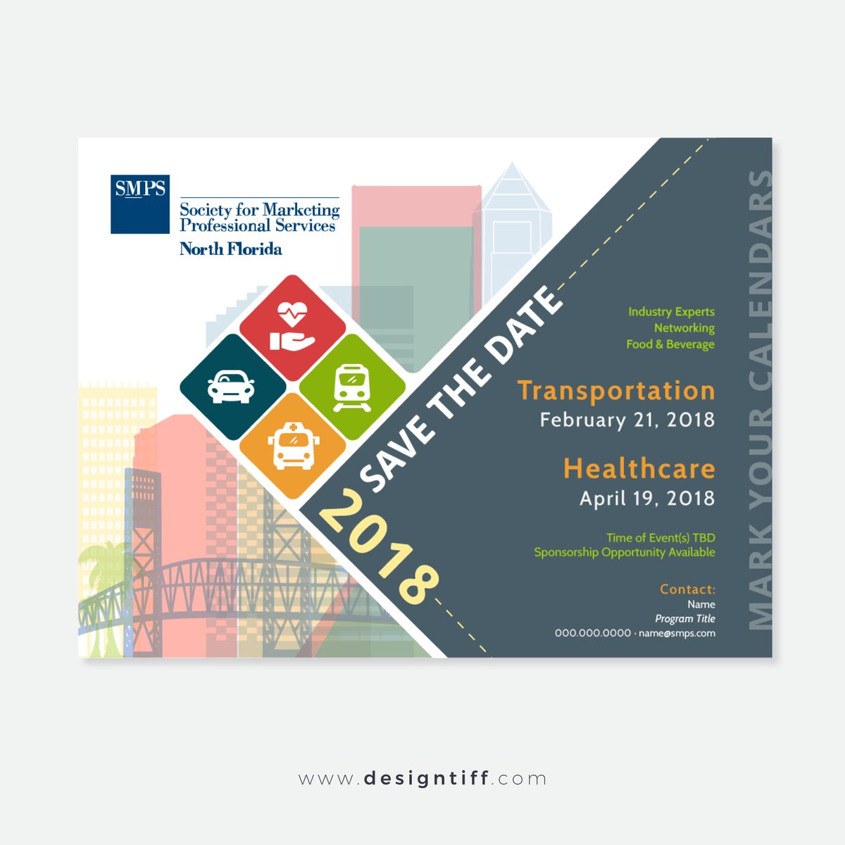 DesignTiff's tweet image. Feature Portfolio Item: Created an event #brand #design #savethedate #flyer for @SMPS_NF Annual Transportation Summit 2018
