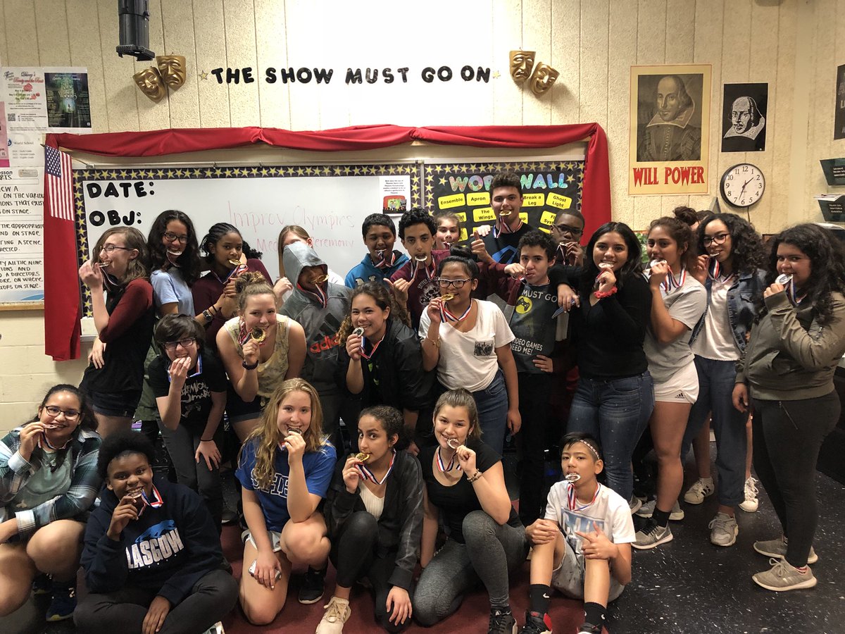 #GMSbelieves  #TheaterRocks Advanced Theater Students participate in the Improv Olympics and end the unit with a medaling ceremony.  These students are moving on to high school next year and I will miss every single one of them dearly❣️