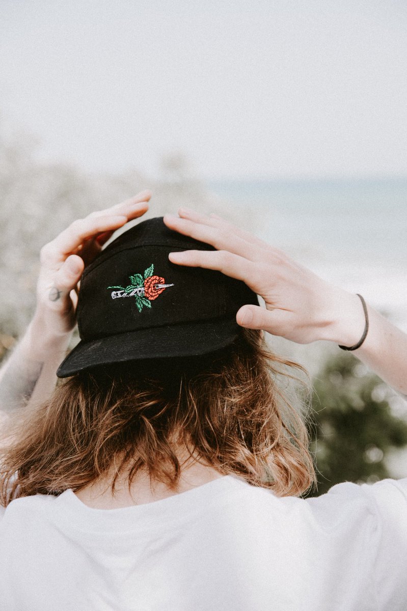 Offendbrand's tweet photo. La Vie En Rose 5 Panel Hat available online and in Japan at every show of the @chunknocaptainchunk tour starting this week! Model: @o_deezey | Photo: @victoriahlmgrn https://t.co/j8nNPGagUL