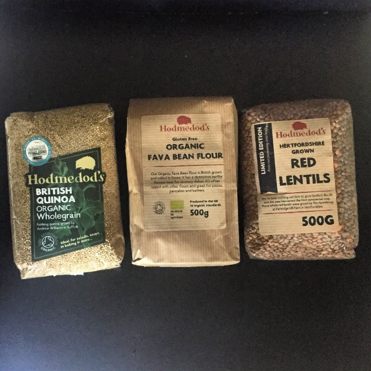 CouscousCousins's tweet photo. Got my delivery from @Hodmedods this morning. Lentils, quinoa and a variety of gluten free flours all British grown and in plastic free packaging. So happy to have found these guys #britishgrown #zerowaste #plasticfree #lentils #quinoa #favabeanflour https://t.co/X0C2kqwy0a