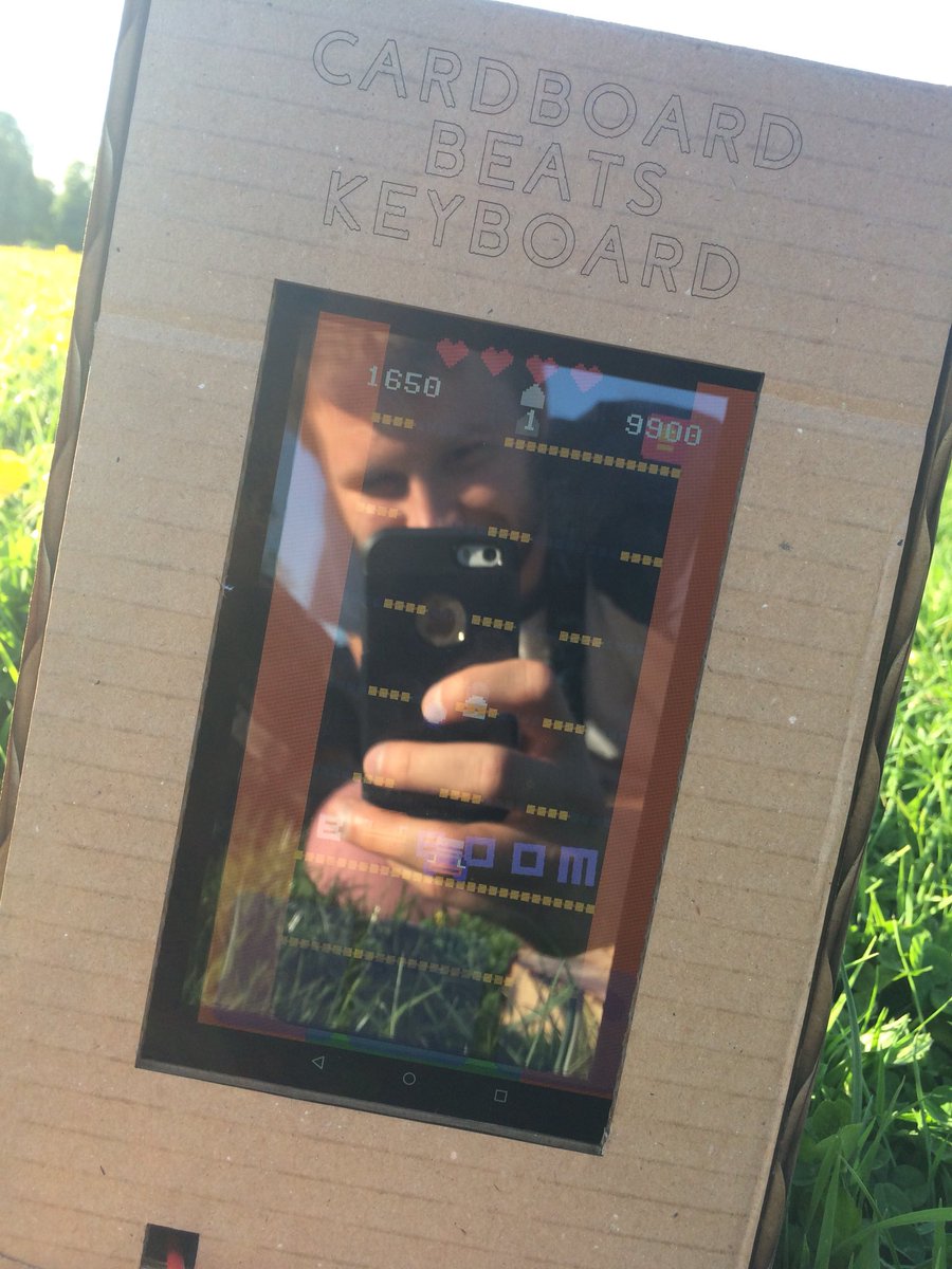 installreq's tweet photo. Here’s our cardboard arcade cabinet fully operational in a sunny field of flowers! 🌼🌼🌼 #altctrl #makeymakey #sunshine #games #arcade https://t.co/FYleE8rkaG