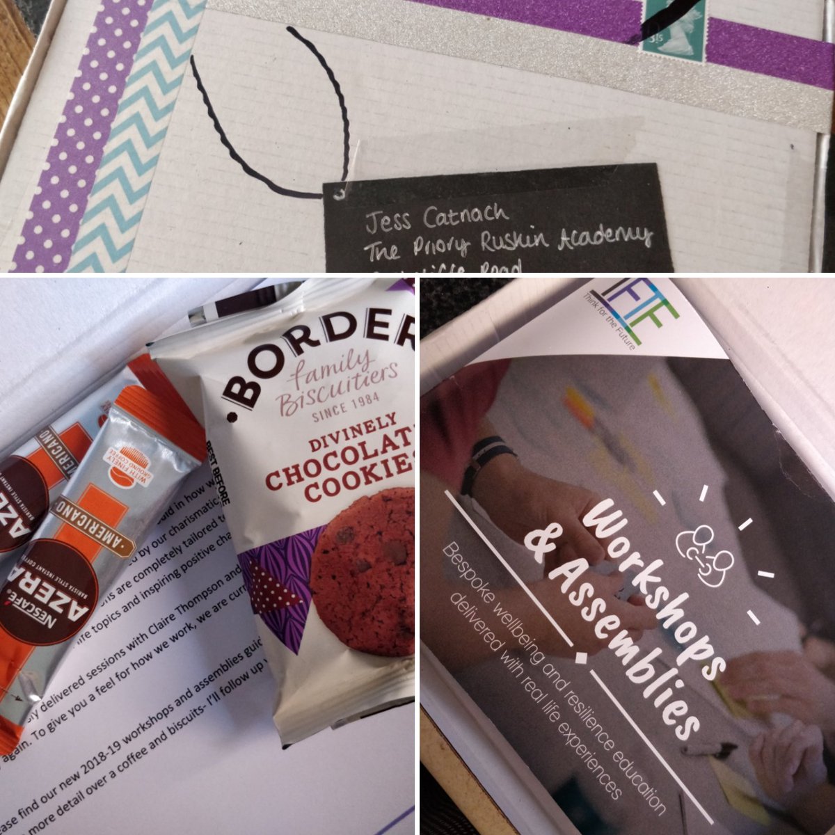 MissCatnach's tweet photo. Major pros to being PSHE lead - information pack from @TFTFuture complete with cookies and coffee 💕 #wellbeing #informationpack #teacher5aday #pshe https://t.co/va3o715fAO