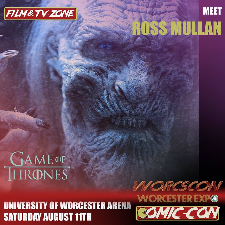 worcscon's tweet photo. We will be joined by none other that the White Walker himself ROSS MULLAN! You will find Game of Thrones Actor Ross in our Film &amp; TV Zone. As well as playing the White Walker, Ross has featured in Dr Who as The Silence. #worcscon #worcester #Comiccon #worcs #rossmullan https://t.co/QhWks7N6S2