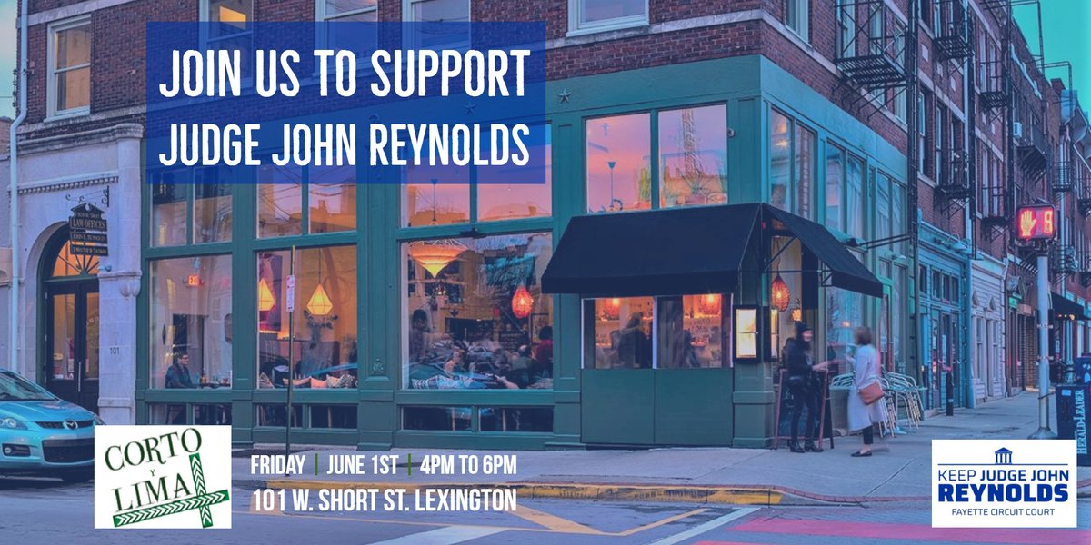 JohnReynoldsLaw's tweet photo. Our next event is at Corto Lima in Lex. Hope to see you there!
#keepjudgereynolds #sharethelex #livelex #campaign2018 #yourvotematters https://t.co/qClcl2kTQT