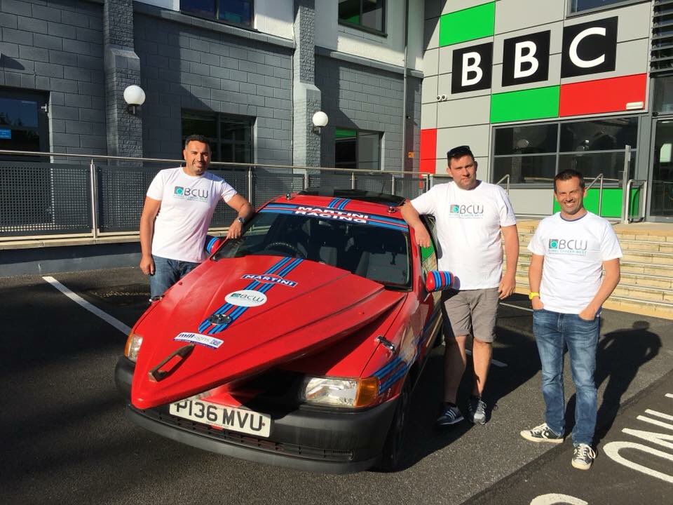 RobCock1978's tweet photo. First stop for team #shakennotstirred en-route to Monaco is the @BBCSpotlight studios to promote our #Crumball rally @BCWcharity fundraising efforts! Donations welcome via our justgiving page  https://t.co/8uMqqUED55 https://t.co/zkloq0p8LI