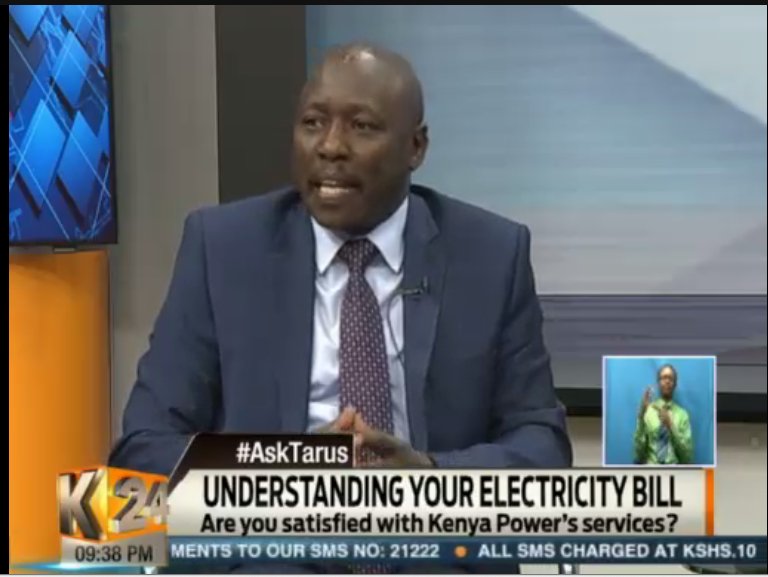K24Tv's tweet photo. Dr. Ken Tarus: Kenya power takes care of the distribution of power #AskTarus @zawadimudibo https://t.co/Kh2yQ7gtiV