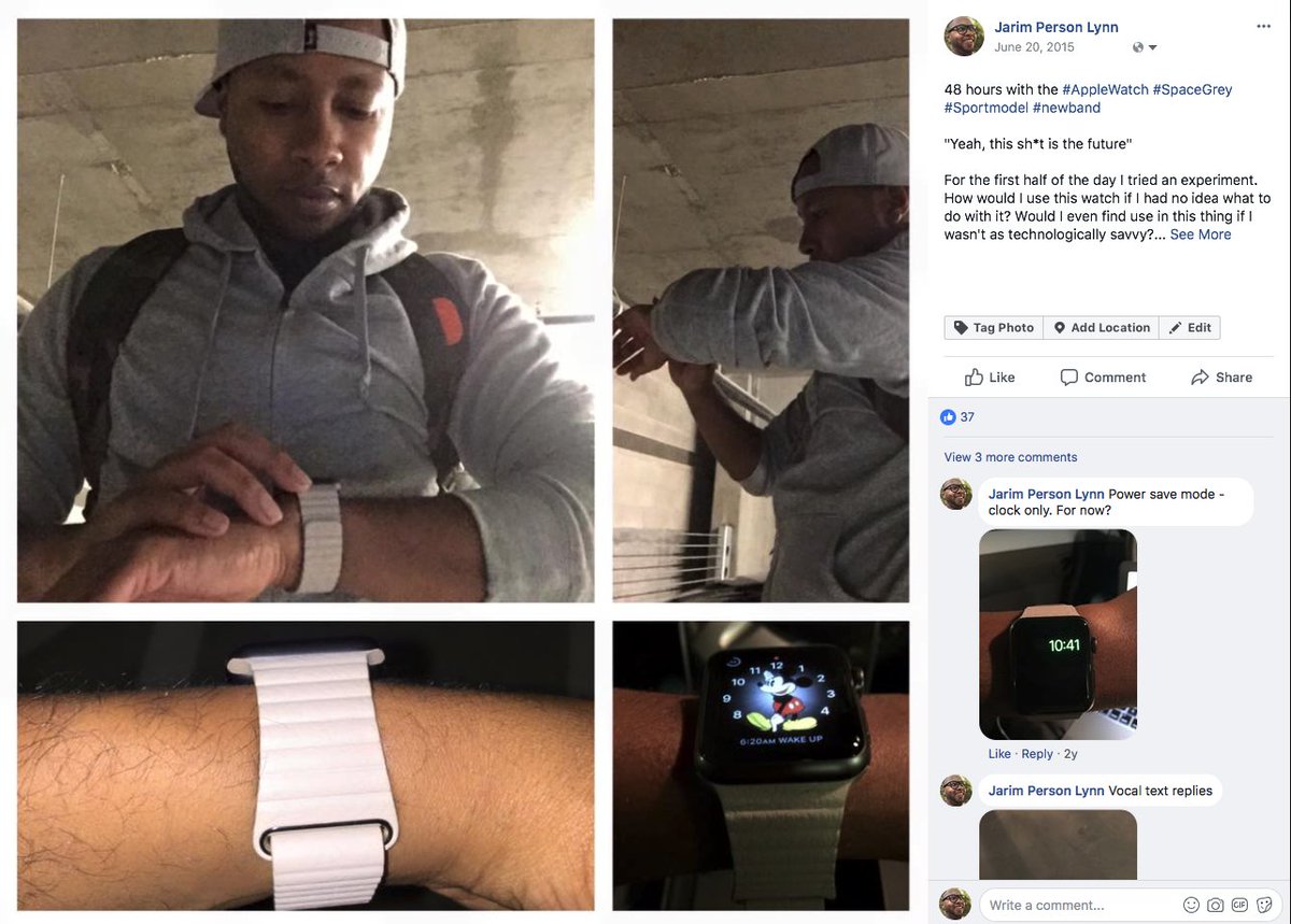 BKFUniversity's tweet photo. This image is of the post I made reviewing the Apple watch when I first got it in 2015.
In the post I referred to it as "yeah this sh*t is the future" but said most people won't realize how to use it for some years.
#myownaccountabilitypartner
#samewatchfrom3yearsago
#noupgrades https://t.co/hwku7LbLsn