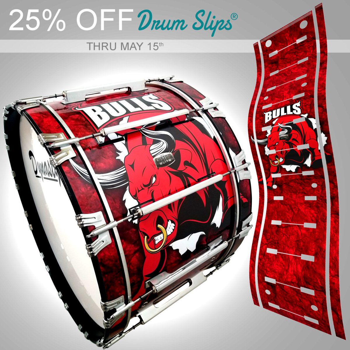 ON2Percussion's tweet photo. The quick and affordable way to transform the look of your school's Drumline: Drum Slips® 25% Off thru May 15th! https://t.co/tZOIriUoxt
#ON2Percussion #DrumSlips https://t.co/Uq797SHnRV