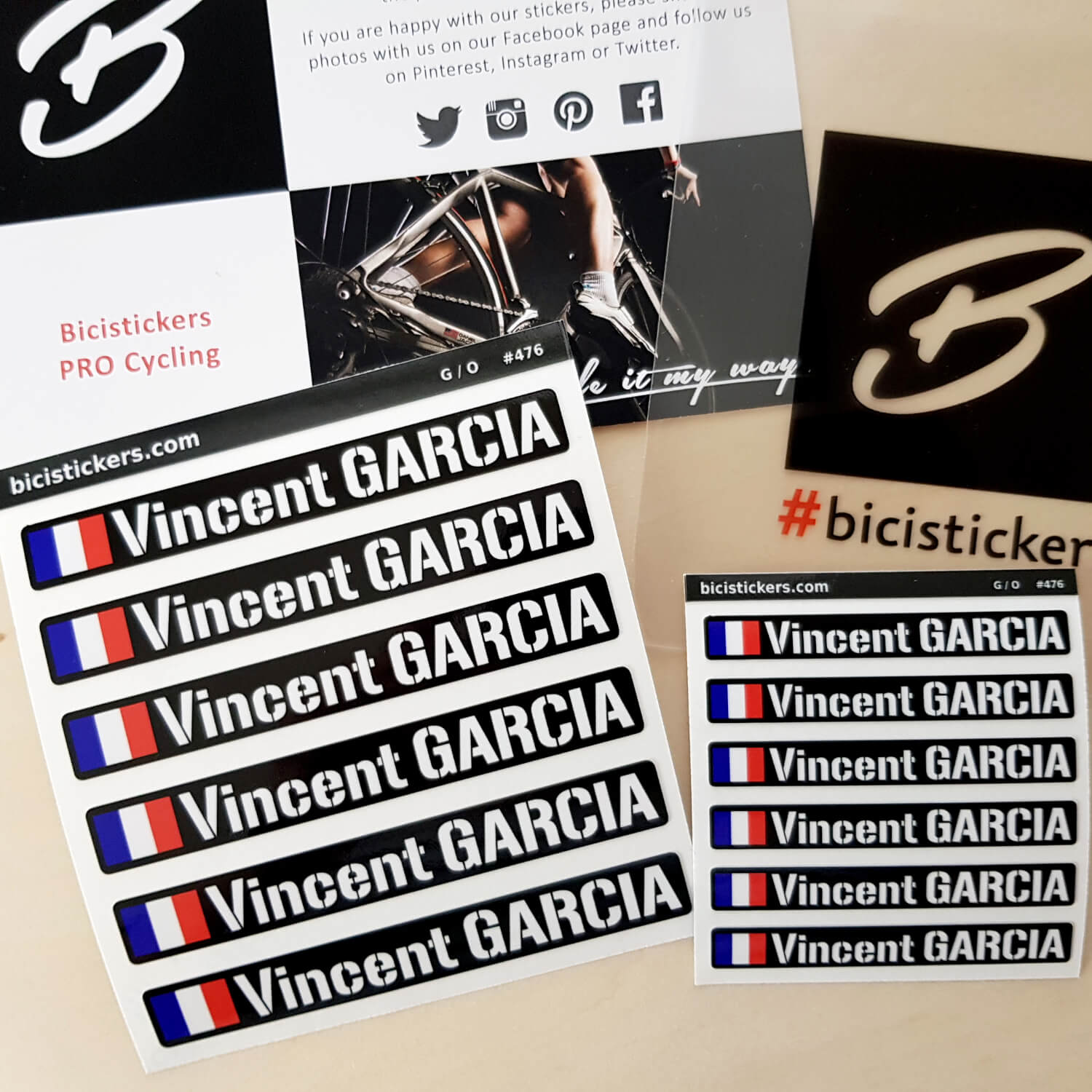Cycling outlet name stickers
