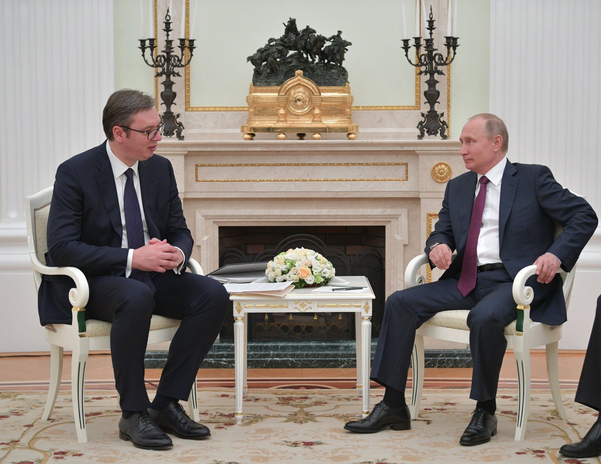 KremlinRussia_E's tweet photo. Meeting with President of Serbia Aleksandar Vucic https://t.co/D9itFgikKl https://t.co/bpqqtAVUpG