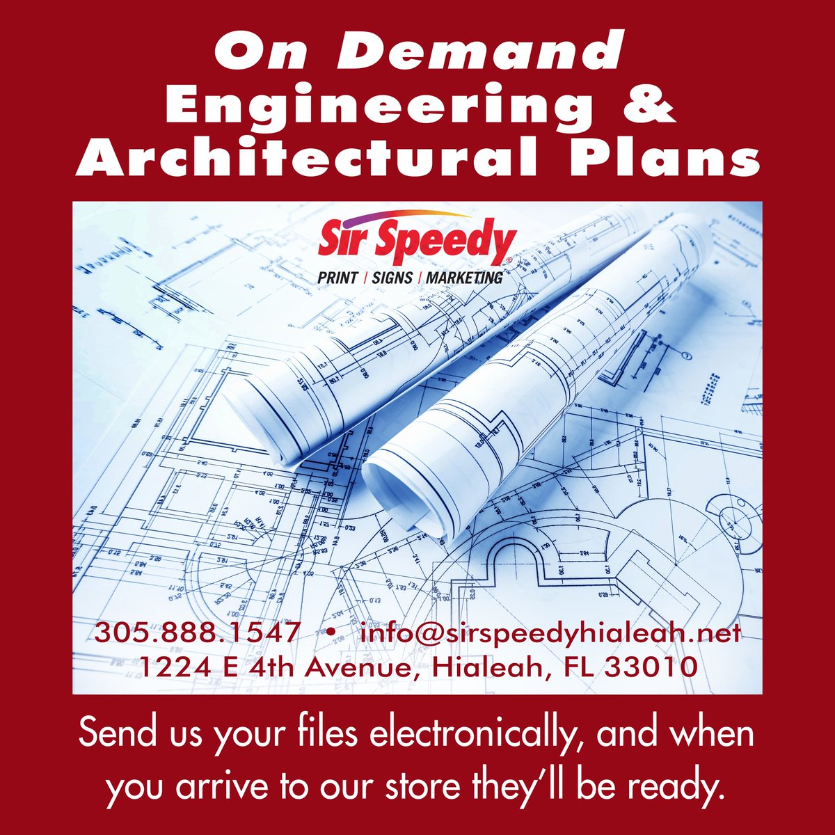 SirSpeedyHialea's tweet image. Engineering &amp;amp; Architectural Plans ON DEMAND! ⏰ in #SirSpeedyHialeah Send us your files electronically, and when you arrive to our store they'll be ready. #ExpressPrinting #OnDemand Contact us 📞 305-888-1547 🥇