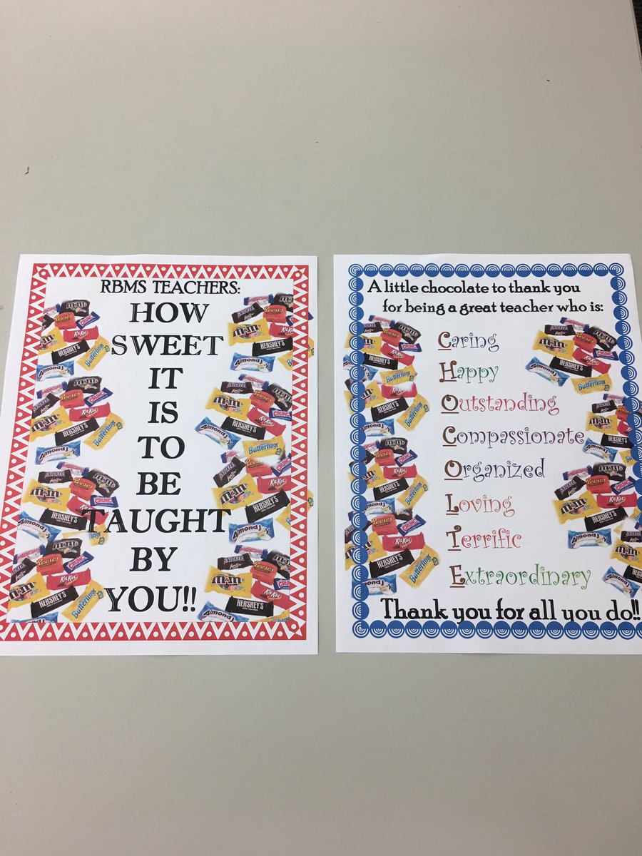 MrsCarlaDecker's tweet photo. Thank you for our sweet treats @rbmsROCKETS @MrClarkVP @piersonjt #TeacherAppreciationWeek2018 https://t.co/6aLnSNuKx9