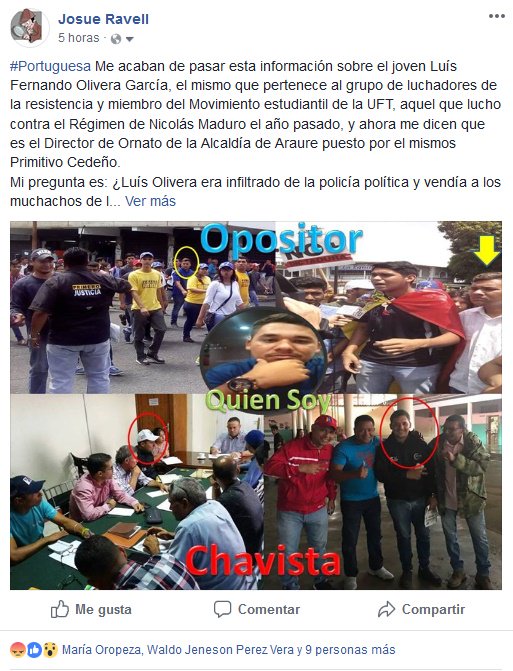 Esta lacra se infiltraba en las protestas y le pasaba información al Sebin, maldito enchufado la vas a pagar <a href="/Vente_Paez/">Vente Acarigua Araure</a> <a href="/SCRGuanare/">Resistencia Guanare</a> <a href="/AraureVP/">VPAraure</a> <a href="/AbrahamMorenoo/">Abraham Moreno</a> <a href="/sosacariguavzla/">SOS ACARIGUA VZLA</a> <a href="/EspigaNoticias/">Espiga Noticias</a> @MUDEsteller <a href="/PJARAURE77/">MPJAraure</a>
