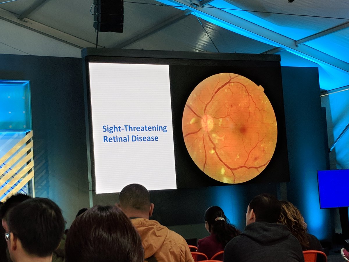 mobilenetczBlog's tweet photo. Na následující přednášce o AI rozvádí host téma ze začátku hlavní keynote o diagnostice cukrovky. Deep learning algoritmy dokáží s 90% procentní přesností určit diagnózu ze snímků sítnice. To je mnohem větší úspěšnost, než u lidských doktorů. Navíc je výsledek okamžitý. https://t.co/YMs8xt1RjG