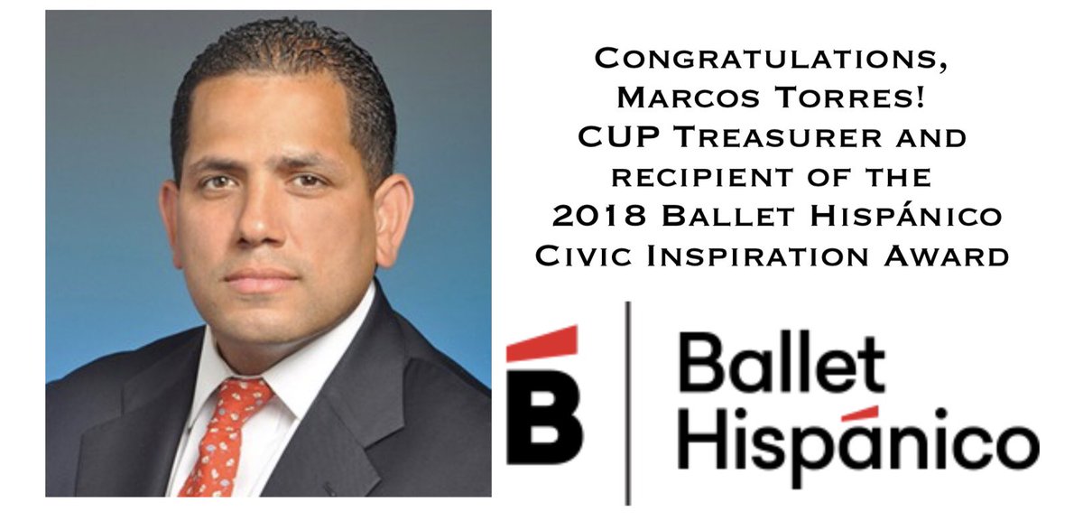 CUPUSA07's tweet photo. Congratulations to CUP Treasurer, Marcos Torres who was awarded the 2018 @ballethispanico Civic Inspiration Award at yesterday’s Carnaval Gala in NYC! Marcos is a former CUP Catalyst, and Head of the Media & Entertainment Investment Banking Group at @RBC #cupcommunity #cupbod https://t.co/1AnEvnKiMl