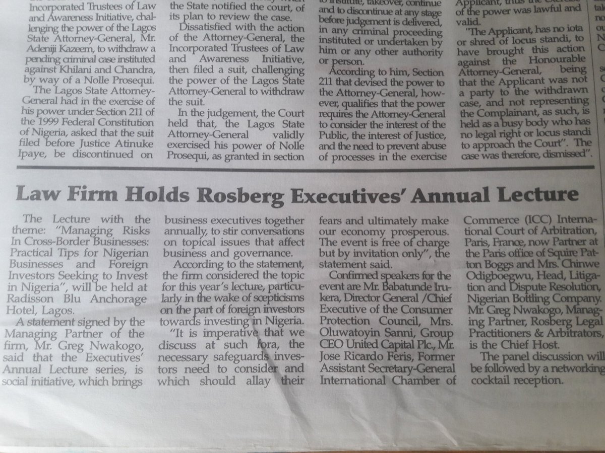 Rosberg_Legal's tweet photo. #ROSBERG Executives' Annual Lecture 2018. Thisday 8 May, 2018 https://t.co/y11LuEQGYU