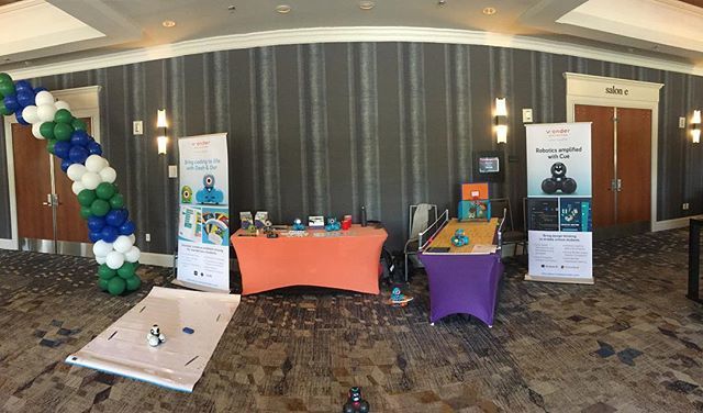 BryanLMiller's tweet photo. Love meeting all of the Tennessee educators at #StemX with my partner in crime @drkatrinakeene! Come by, say hi, and play with some awesome #Cleverbots! #dashrobot #dotrobot #dashanddot #cuerobot @wonderworkshop @teachwonder #coding #robotics #stem #teac… https://t.co/lJIzRGK4kP https://t.co/Xxi6ODpxdJ