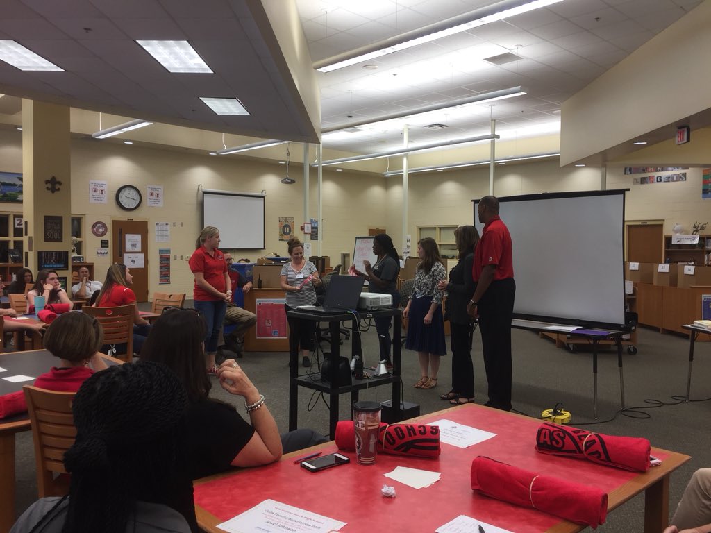KarenMChenoweth's tweet photo. Day 2 of Teacher Appreciation Week: fun superlatives, perfect atttendance awards, first year teacher accomplishments, and Cuda beach towels! Might as well start on our tans in the courtyard! 😎 Thank you Ts for your amazing work with the students ! 🔴⚫️#ChoosingCudaLife https://t.co/WqEf9gdIvY