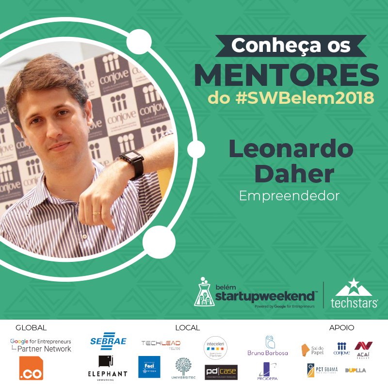 swbelem's tweet image. O mentor Leonardo Daher é presidente do Conselho de Jovens Empresários da ACP/PA e empreendedor com empresas nas áreas de serviços em saúde e plataformas digitais de serviços, como o MedBolso. #SWBelem2018