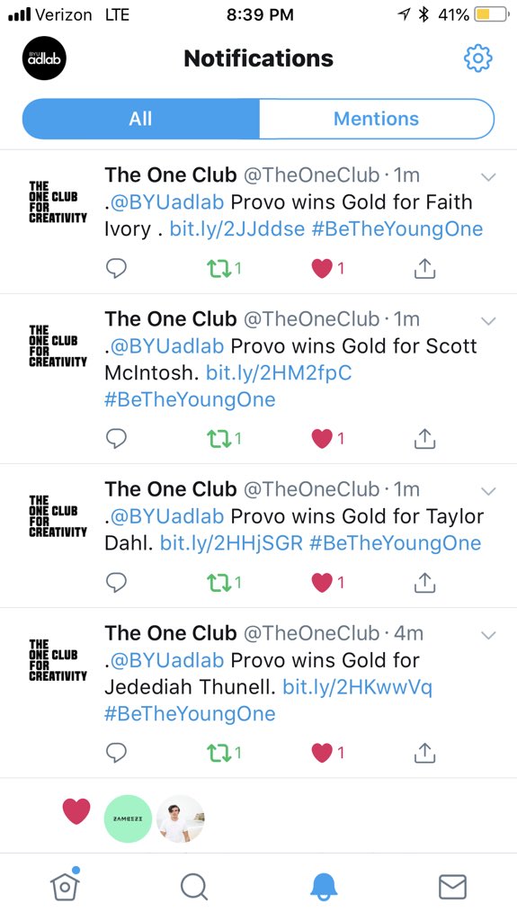 My favorite award of the night from <a href="/TheOneClub/">The One Club for Creativity</a> #BeTheYoungOne was the student portfolio awards. All Three Advertising Awards and the only Film portfolio award coming from <a href="/BYUadlab/">BYU AdLab</a> Congrats to Faith, Taylor, Scott, &amp; Jed.