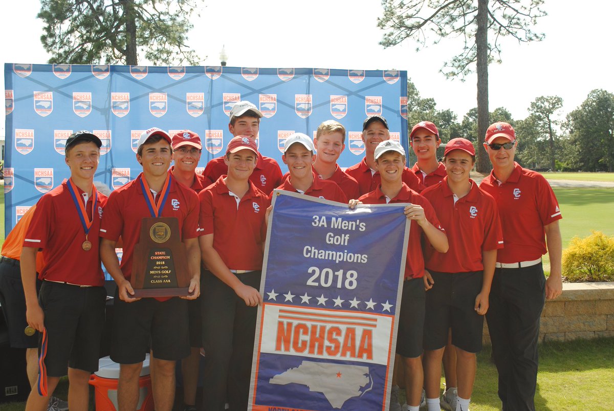 NCHSAA's tweet photo. 3A Men’s Golf State Champions @GoCCHS! #NCHSAAGOLF ⛳️🏆 https://t.co/ufOUs0SuYe