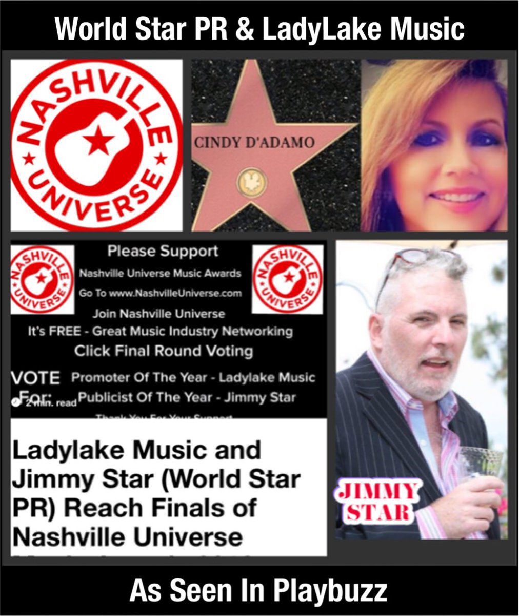 LadyLakeMusic's tweet photo. @nashintune Awesome @nashintune hello from nominees @DrJimmyStar and myself!! @NashvilleUnivrs @Pressparty @WorldStarPR @LadyLakeJen @Ron_1943 https://t.co/g7GU60KtPb