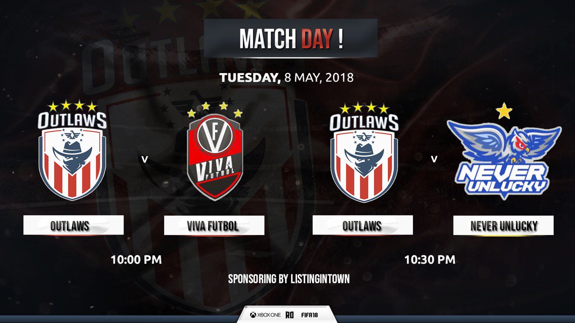 eSportOutlawsFC's tweet photo. 🔴⚽️🔴⚽️🔴

🏆🏆@eSportOutlawsFC🏆🏆
Week 2 Rounds 7 and 8
🕹️🕙 v @eSportViva 
🕹️🕥@FCNeverUnlucky 
Outlaws begin Week 2 with some 🔥🗣️ commentary provided by @Insonia_Game and @ListingTown. Starting at 10pm EST.

The most #Competitive #FIFA18 #ProClubs on @EGN_Gaming https://t.co/FmVjZkWExv