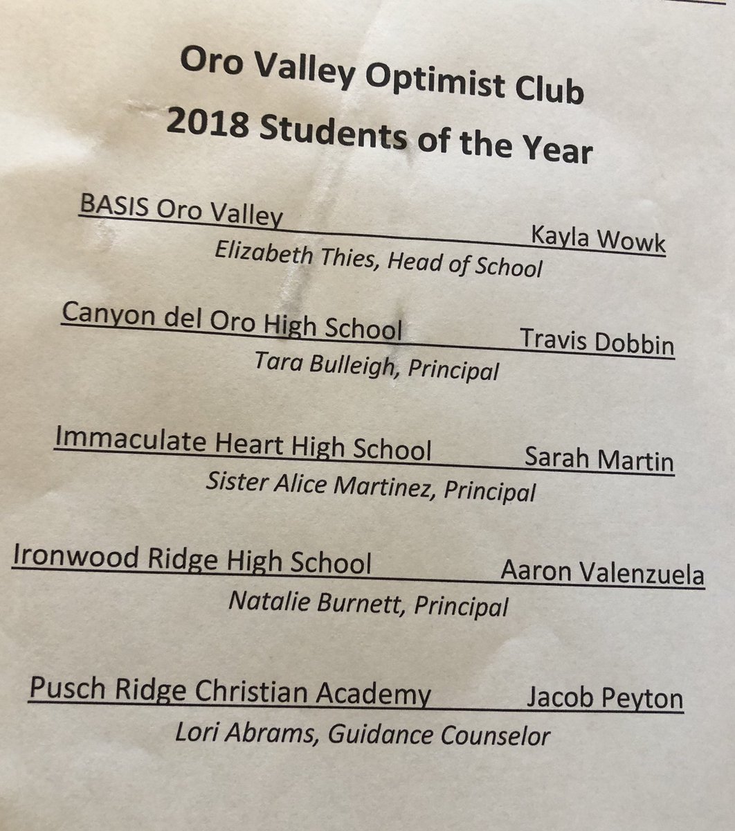 OVOptimists's tweet photo. #OVOptimist 2018 Students of the Year Awards were given today! #OVYouth #Honor https://t.co/BmTlbYtMmT
