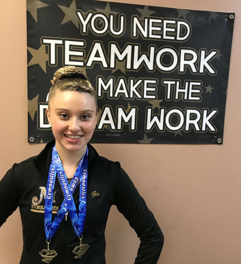 HSpecialSurgery's tweet photo. After successful MPFL reconstruction surgery, HSS pediatric patient and #gymnast Gia was thrilled to be back on the podium this season medalling on the uneven bars and placing 7th in the state for her age division! #HSSBackInTheGame #HSSKids https://t.co/Anrz4Wvam1 https://t.co/MaduGnqh7n