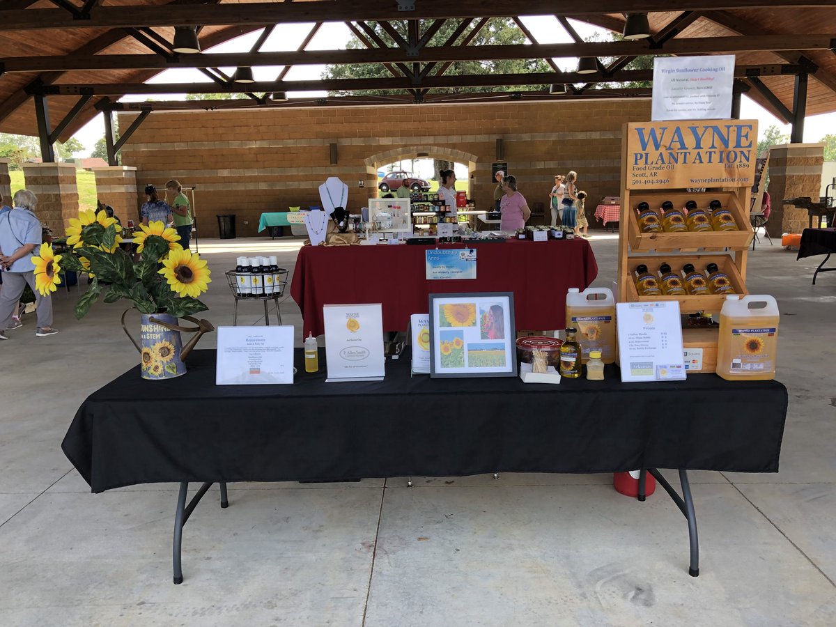 wayneplantation's tweet photo. I’m here at the Sherwood Farmers Market 4-7! Come by and sample banana nut muffins baked in heart healthy sunflower oil. https://t.co/VOyNVUUaZC