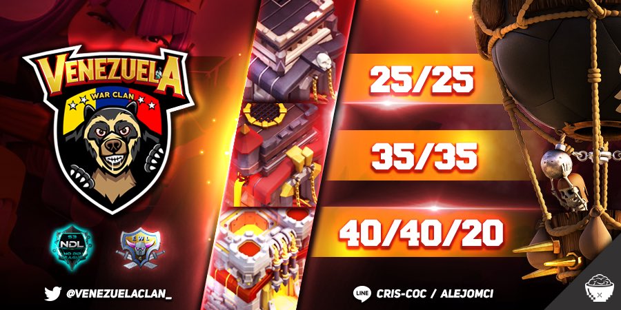 Continuamos reclutando th9, th10 y th11. Somos clan de guerra y en constantes torneos. Nos pueden contactar a los line de la imagen o por este medio. Se agradece rt 😜