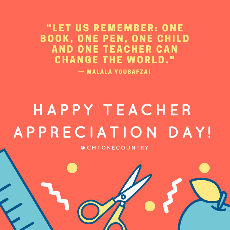 CMTempoweringed's tweet photo. Happy #TeacherAppreciationDay!  #tagateacher below to show some love to the teachers that have made an impact in your life! https://t.co/xxyOmDbOpc