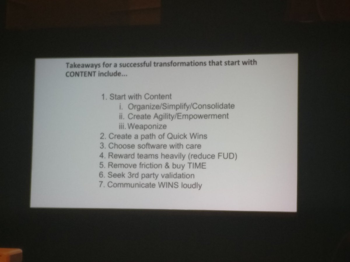transformF2C's tweet photo. Don't forget about content during your #digitaltransformation Another golden nugget at the Forrester DX conference in Chicago.   And as crazy as it may sound, it has been repeatedly reinforced that the CIO needs to be fully committed to the approach. https://t.co/obnNDiMKxO