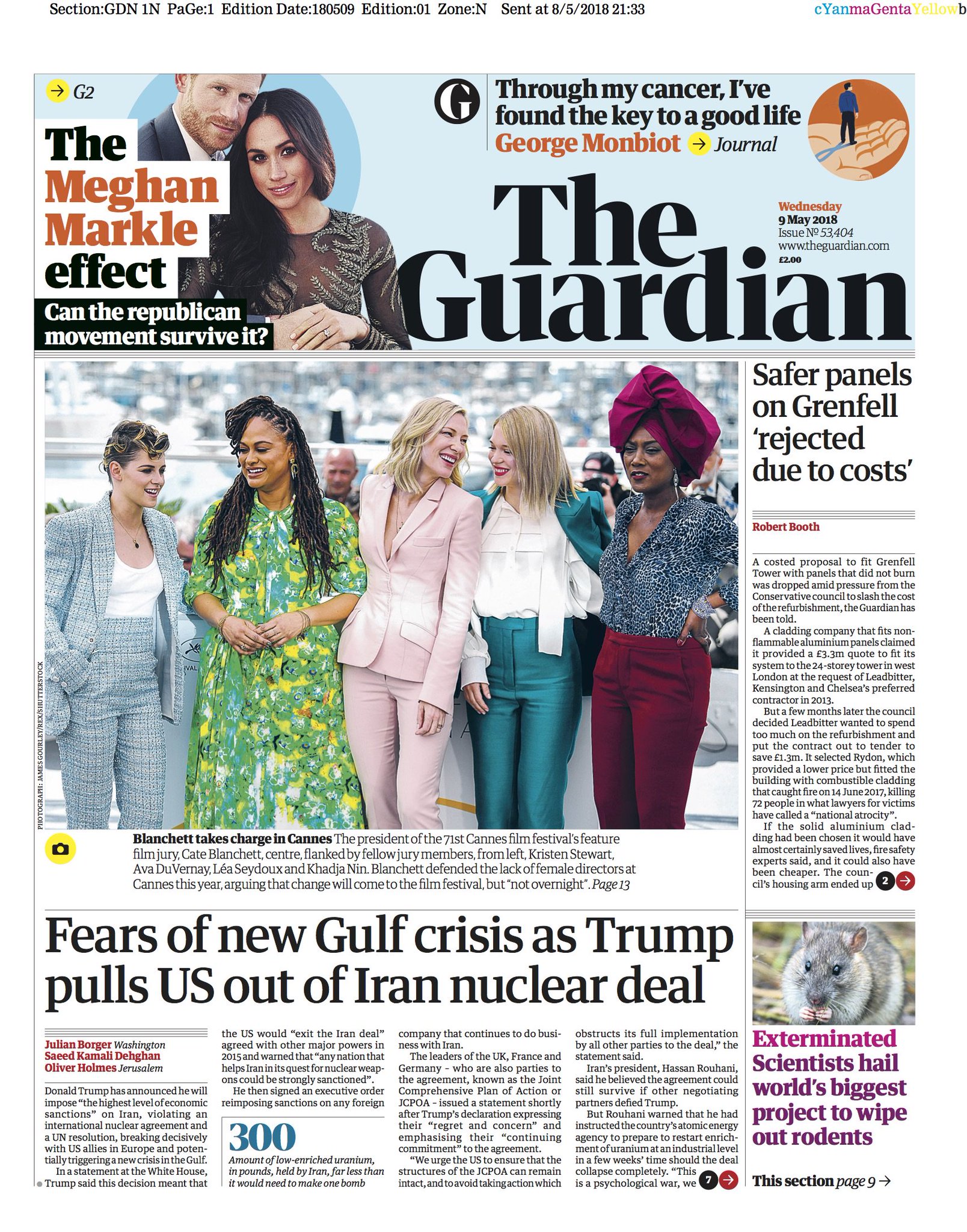 The Guardian on Twitter: "The Guardian front page, Wednesday 9 May 2018