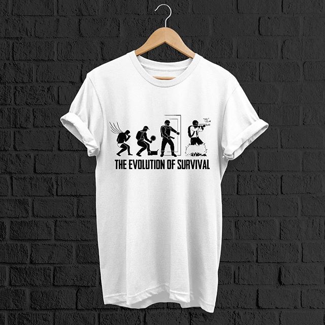 Pop_Vulture_'s tweet photo. New design ‘The Evolution Of Survival’ is up! Winner Winner Chicken Dinner 🍗
.
.
.
.
.
#pubgmobile #battleroyale #playerunknownsbattlegrounds #evolutionofman #theevolutionofman #pubgmemes @pubg #Xbox #newlabel #pubgfunny #appareldesign #teedesigner #tshirtdesigner #emerginga… https://t.co/irQn1bb5Ku