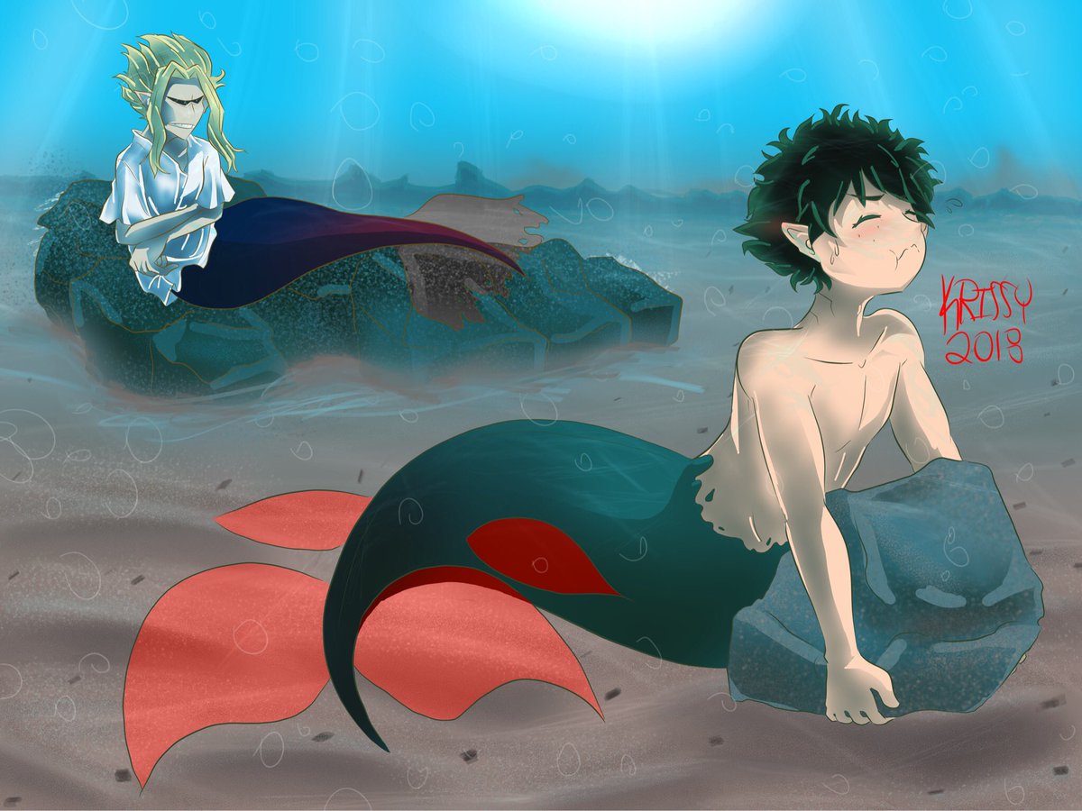 KrissychanDraws's tweet photo. Mermay Day 8 and more My Hero Academia. This time with little Midoriya training to receive All Might’s power #mermay #mermay2018 #MyHeroAcademia #BokuNoHeroAcademia #midoriya #izuku #allmight #tinymight #toshinori #digitalart #mermaidau https://t.co/An1A9mSGpb