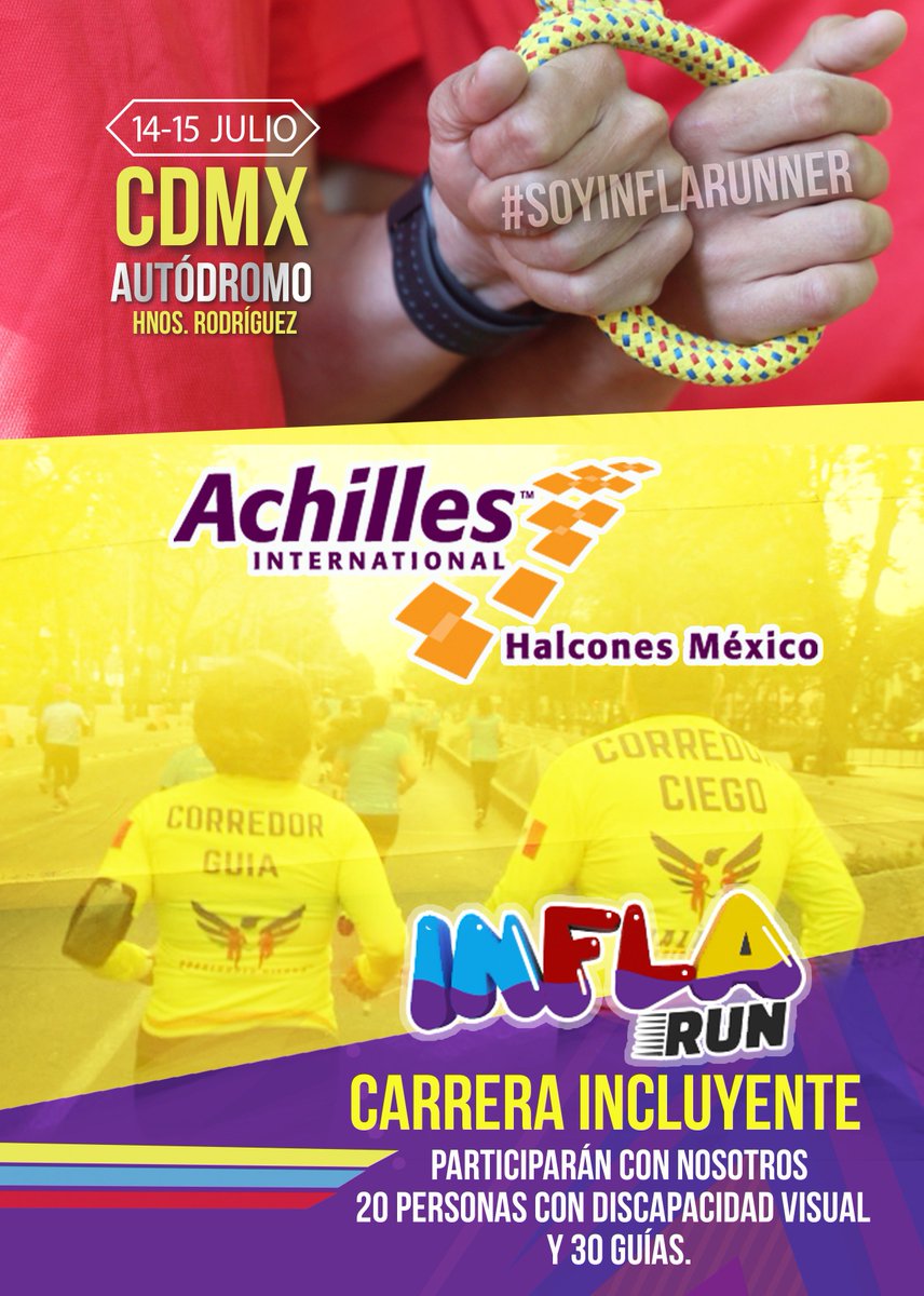 IINFLARUNMX's tweet photo. ¡InflaRunners!
Es un orgullo para nosotros compartirles que InflaRun es una carrera incluyente.
Agradecemos al Grupo Halcones Corredores Ciegos México por escoger InflaRun para participar.
#SoyInflaRunner
#RetaAlNiñoQueLlevasDentro
#InflaRun2018 https://t.co/HRB8tc0nr3