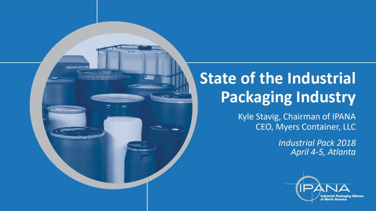 WhySteelDrums's tweet image. Kyle Stavig, chair of IPANA and #CEO of @MyersContainer, addressed @IndPackAtlanta last month about the #industrialpackaging #industry and its future. Access his presentation now! bit.ly/2KNewHZ 
#Manufacturing #Shipping