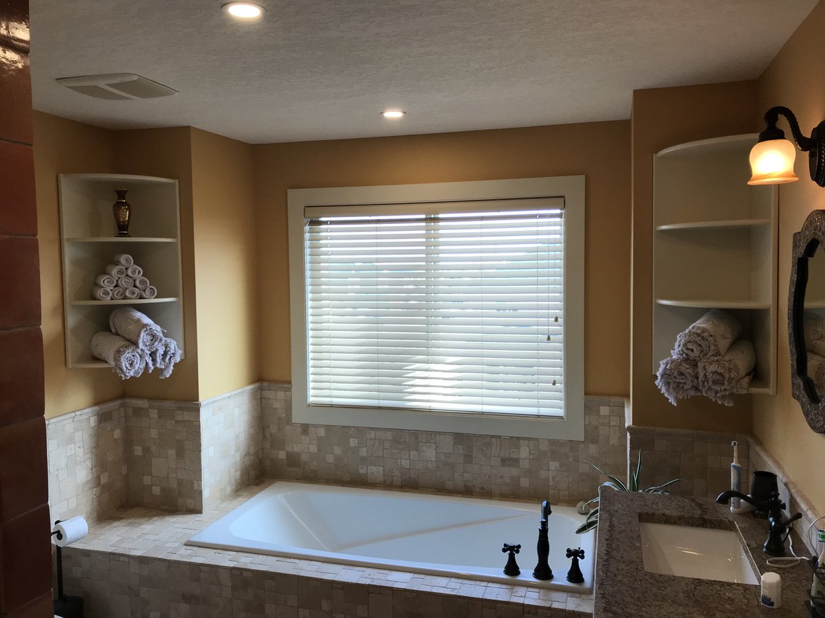 ExquisiteElec's tweet photo. Spring is finally here and that means it's reno season!
Here's a photo from a bathroom renovation we completed last week. Dimmable, waterproof LED potlights showcase the handmade tiles and don't take focus away from the stylish sconces above the vanity. #bathroommakeover #booknow https://t.co/XWUMkBseXV