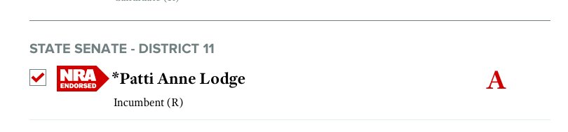 SenatorLodge's tweet image. Thank you NRA for your endorsement!