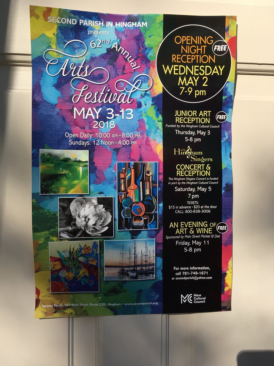 CohassetMiddle's tweet photo. Have you been to the Arts Festival at Second Parish in Hingham yet? If not, you’re missing out on some great art by some great CMS students! https://t.co/aTuhEPmubU