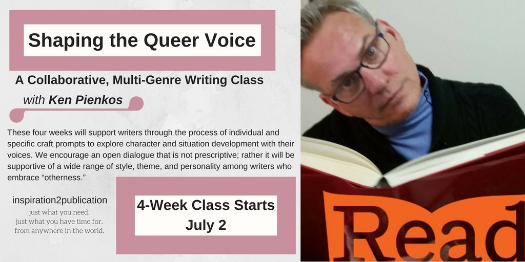 In2Pub's tweet photo. Shaping the Queer Voice is a collaborative online writing class. Writers will be supported through the process of individual and specific craft prompts to explore character and situation development with their voices. #amwriting - Starts July 2. https://t.co/yUNGqtogce https://t.co/3hYRAYMBMR