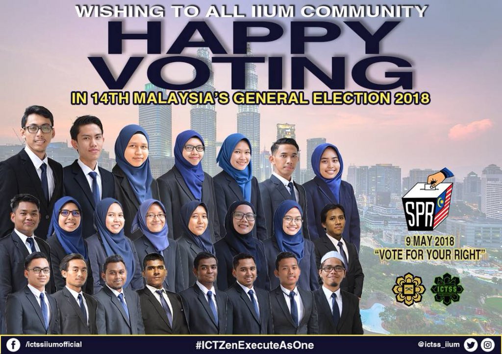 ictss_iium's tweet photo. It is our rights to choose our leaders, to set our future Malaysia 🇲🇾. Therefore, VOTE, for our rights, our nation is our responsibility!

LETS EXECUTE TOWARDS A BETTER NATION!

#MalaysiaMemilih
#MahasiswaUIAMpulangmengundi
#ICTzenpulangmengundi
#ICTSS1718
#ExecuteAsOne https://t.co/kfY0qGWXpB