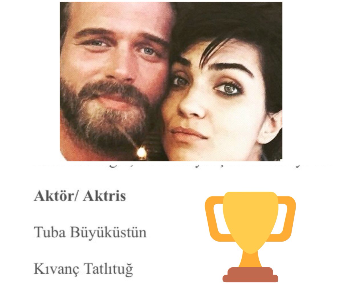 CesurveGuzelstr's tweet photo. Türkiye Avrupa Eğitim ve Bilimsel Araştırma Vakfı tarafından #TubaBüyüküstün ve #KıvançTatlıtuğ en iyi aktris,aktör ödüllerine layık görüldü. Ödül töreni 11 Mayıs Cuma akşamı gerçekleşecek https://t.co/hfO8ytzNQw
