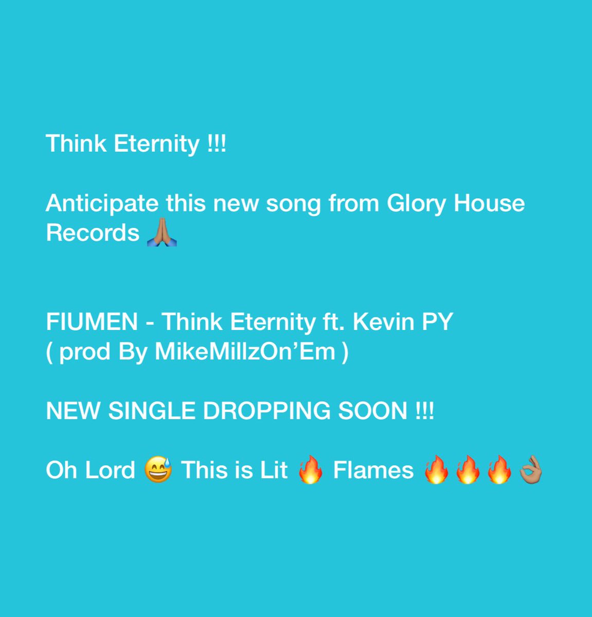 By the Grace of God, Fiumen is made up of great lyricists. Now imagine our lyrical prowess on a beat produced by one of the dopest music producers from Africa ( Ghana ) 🇬🇭 <a href="/MikeMillzOnEm/">🗿MMФΞZART</a> 🔥🔥🔥👌🏽 

<a href="/TheOneCalledAto/">Ato Turkson</a> <a href="/GloryHouseGh/">Glory House Records</a>

#ThinkEternity
#FiumenMusic
#gloryhouserecords